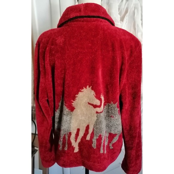 Vintage Women's Red Shawl Collar Jacket Sz L Equestrian Jacket Horse Jacket - Picture 3 of 6